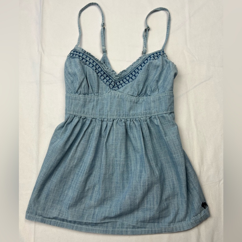 Vintage Y2K Abercrombie & Fitch Babydoll Chambray Cami Tank Top - XSmall
